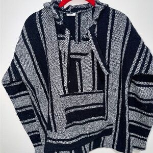Men's Black and White Striped Sweater